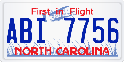 NC license plate ABI7756