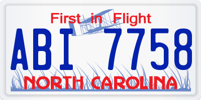 NC license plate ABI7758