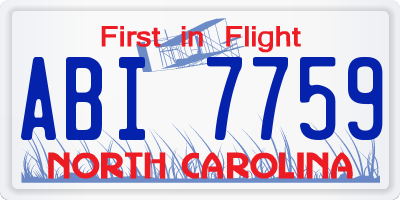 NC license plate ABI7759