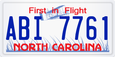 NC license plate ABI7761