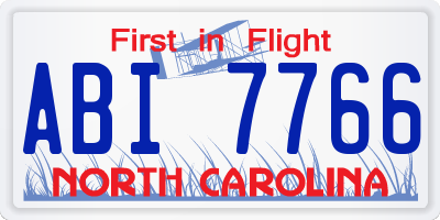 NC license plate ABI7766