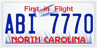 NC license plate ABI7770