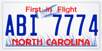 NC license plate ABI7774