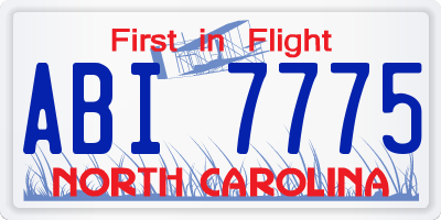NC license plate ABI7775