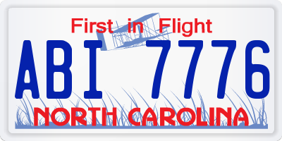 NC license plate ABI7776