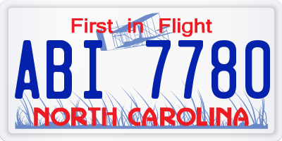 NC license plate ABI7780
