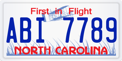 NC license plate ABI7789