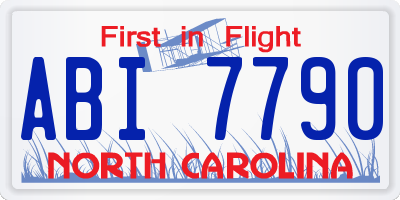 NC license plate ABI7790