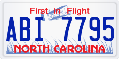 NC license plate ABI7795