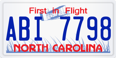 NC license plate ABI7798