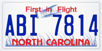 NC license plate ABI7814