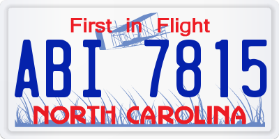 NC license plate ABI7815