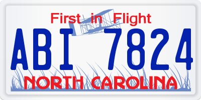 NC license plate ABI7824