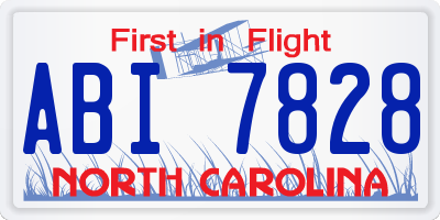 NC license plate ABI7828