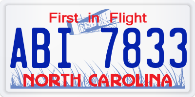 NC license plate ABI7833