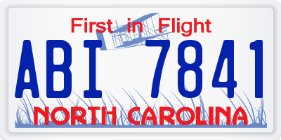 NC license plate ABI7841
