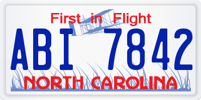 NC license plate ABI7842