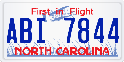 NC license plate ABI7844