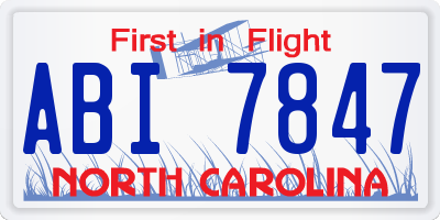 NC license plate ABI7847