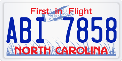 NC license plate ABI7858