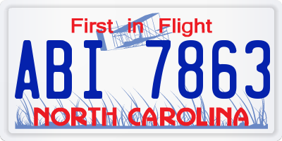 NC license plate ABI7863