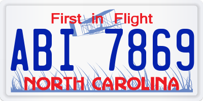 NC license plate ABI7869