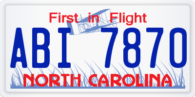 NC license plate ABI7870