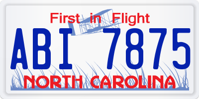 NC license plate ABI7875