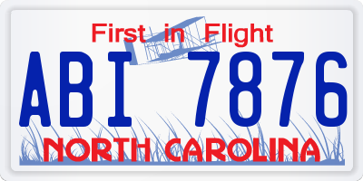 NC license plate ABI7876