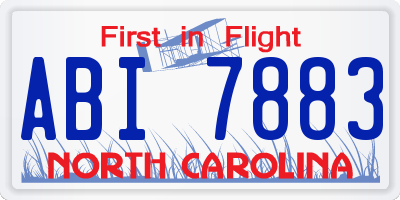 NC license plate ABI7883