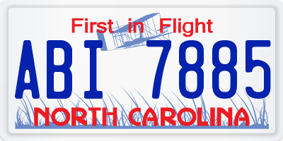 NC license plate ABI7885