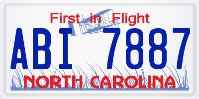 NC license plate ABI7887
