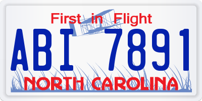 NC license plate ABI7891