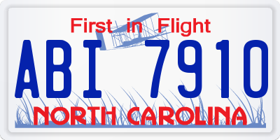 NC license plate ABI7910