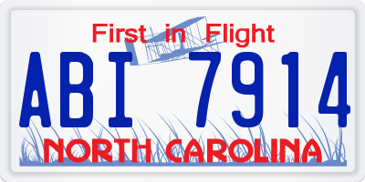 NC license plate ABI7914