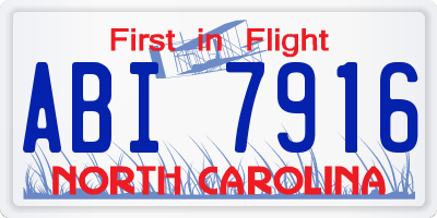 NC license plate ABI7916