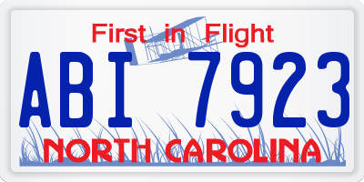 NC license plate ABI7923