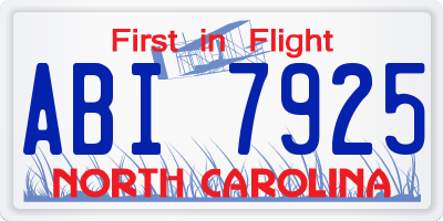 NC license plate ABI7925