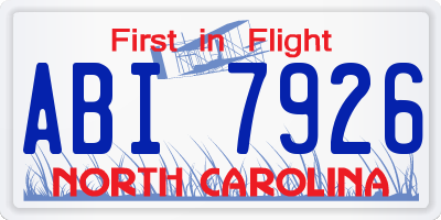 NC license plate ABI7926