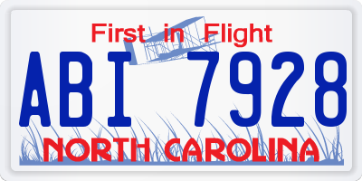 NC license plate ABI7928