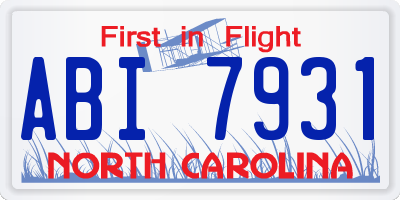NC license plate ABI7931