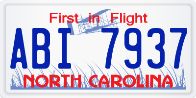 NC license plate ABI7937