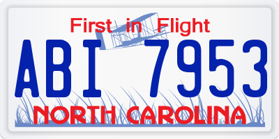 NC license plate ABI7953