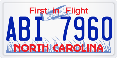 NC license plate ABI7960