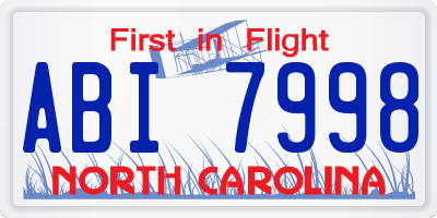 NC license plate ABI7998