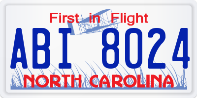 NC license plate ABI8024