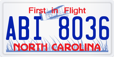 NC license plate ABI8036