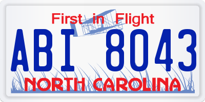 NC license plate ABI8043