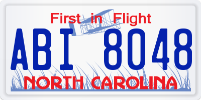 NC license plate ABI8048