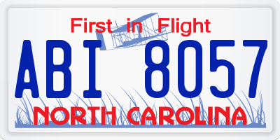 NC license plate ABI8057